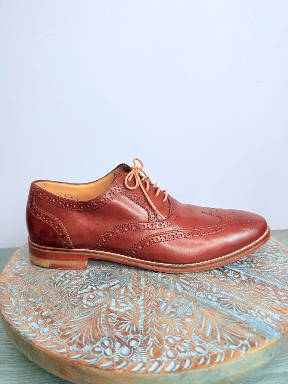 Like New! Cole Haan Cambridge Wingtip Dark Brown Walnut Leather Oxfords Size 11 - Picture 2 of 14